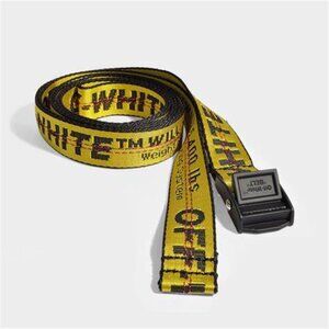 Off-White Virgil Abloh Yellow O/S Industrial Logo Streetwear Woven Buckle Belt